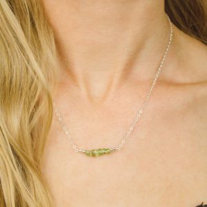 Shop Peridot Necklaces! Peridot beaded bar necklace – Green peridot necklace – Tiny peridot gemstone necklace – Peridot bead necklace – August birthstone necklace | Natural genuine Peridot necklaces. Buy crystal jewelry, handmade handcrafted artisan jewelry for women.  Unique handmade gift ideas. #jewelry #beadednecklaces #beadedjewelry #gift #shopping #handmadejewelry #fashion #style #product #necklaces #affiliate #ad