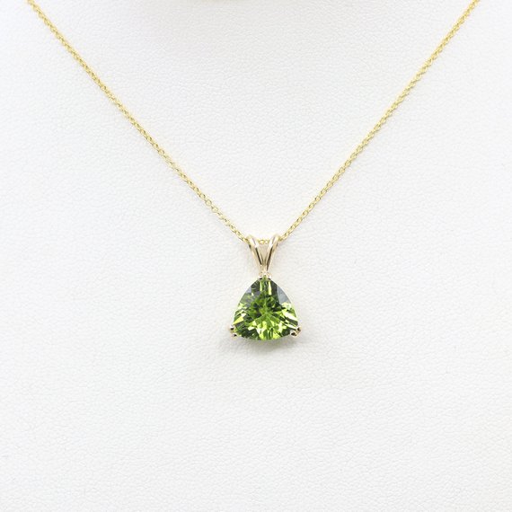 14k Trillion Peridot Necklace / Peridot Solitaire Necklace / Solitaire Necklace / Peridot Pendant / Everyday Necklace / August Birthstone