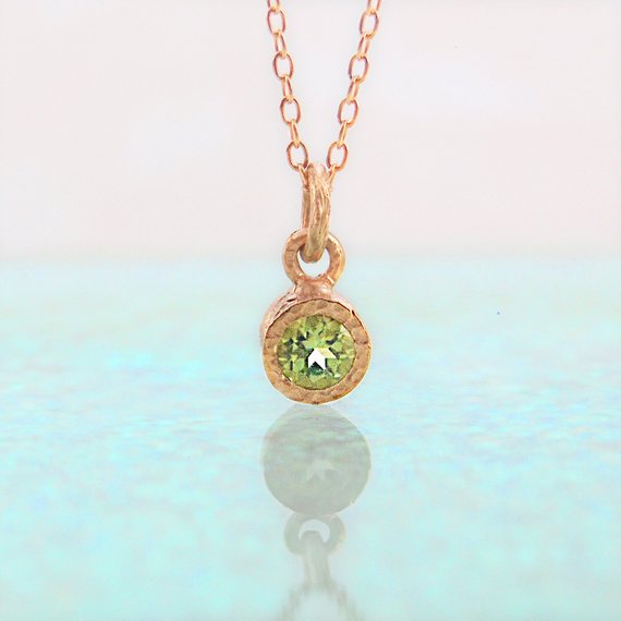 Rose Gold Peridot Necklace August Birthstone Necklace For Mom Dainty Rose Gold Necklace Peridot Pendant Valentines Day Gift