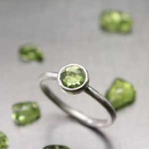 Shop Peridot Rings! Delicate Modern Rose-Cut Peridot Silver Ring Mystical Pale Green Facets Fresh Boho Stacking Band August Birthstone Gift Idea Her – Seagrass | Natural genuine Peridot rings, simple unique handcrafted gemstone rings. #rings #jewelry #shopping #gift #handmade #fashion #style #affiliate #ad