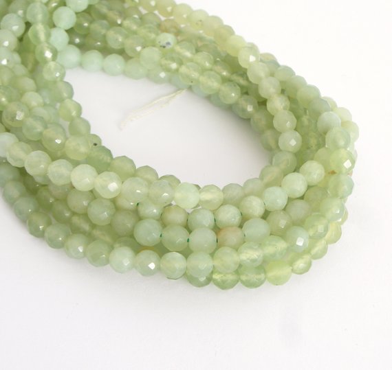 6mm Faceted Prehnite Beads, Full Strand Faceted Round Gemstone Beads, 15" Strand 6mm Round Beads, Faceted Beads, Pre200