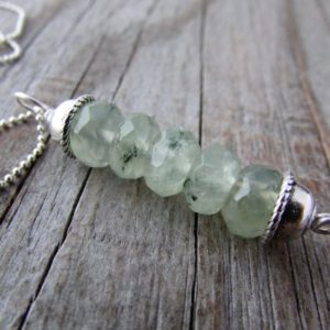 Shop Prehnite Pendants! Prehnite Pendant, gemstone stack necklace, green prehnite and silver, faceted gemstones | Natural genuine Prehnite pendants. Buy crystal jewelry, handmade handcrafted artisan jewelry for women.  Unique handmade gift ideas. #jewelry #beadedpendants #beadedjewelry #gift #shopping #handmadejewelry #fashion #style #product #pendants #affiliate #ad