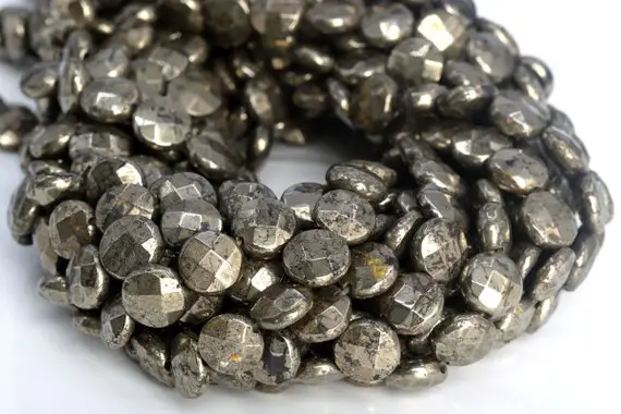 10x4mm Copper Pyrite Beads Faceted Flat Round Button Aaa Genuine Natural Gemstone Half Strand Beads 7.5" Bulk Lot 1,3,5,10,50 (104957h-1384)