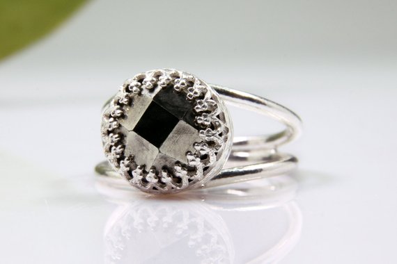 Silver Pyrite Ring · Gemstone Ring · Powerful Ring · Bling Ring · Sparkling Ring · Wow Ring · Silver Grey Ring · Stone Ring · Gift For Mom