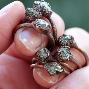 Pyrite Ring – Raw Stone Ring – Raw Pyrite Ring – Mineral Ring – Fools Gold Jewelry – Metallic Stone | Natural genuine Pyrite rings, simple unique handcrafted gemstone rings. #rings #jewelry #shopping #gift #handmade #fashion #style #affiliate #ad