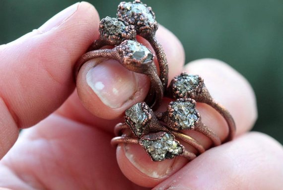 Pyrite Ring - Raw Mineral - Fools Gold Jewelry