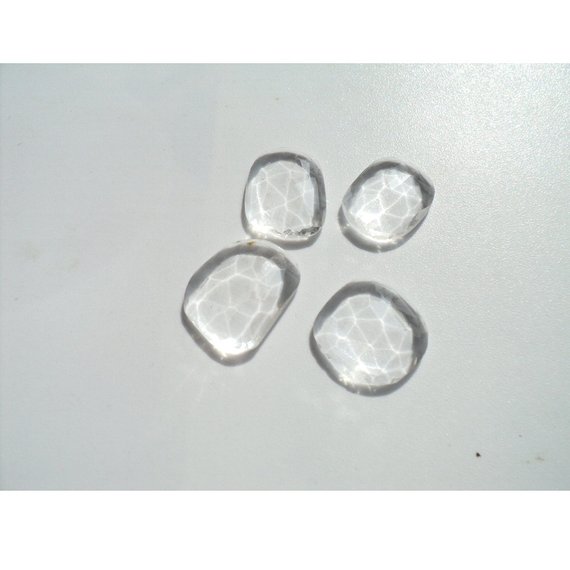 13-18mm Each Quartz Crystal Rose Cut Flat Cabochons, Faceted Crystal Quartz For Jewelry, Clear Crystal Quartz (5pcs To 10pcs Options)