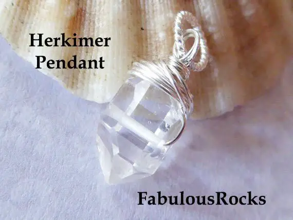 Herkimer Diamonds Herkimers Bead Nugget Crystal Quartz /  Center Drilled Herkimer Necklace Pendant, April Birthstone Gd605