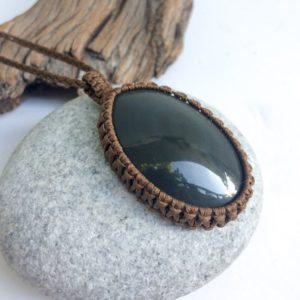 Shop Obsidian Necklaces! Rainbow Obsidian Macrame necklace, Black stone necklace, Large oval Obsidian necklace, Rainbow stone, Volcanic lava stone, Mexican Obsidian | Natural genuine Obsidian necklaces. Buy crystal jewelry, handmade handcrafted artisan jewelry for women.  Unique handmade gift ideas. #jewelry #beadednecklaces #beadedjewelry #gift #shopping #handmadejewelry #fashion #style #product #necklaces #affiliate #ad