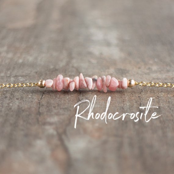 Rhodochrosite Necklace, Raw Crystal Necklaces For Women, Gifts For Her, Heart Chakra Necklace