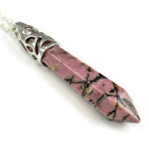 Shop Rhodonite Necklaces! Rhodonite Necklace, Pink and Black Stone Spike Necklace, Pretty Necklace, Pastel Pink Gift, Rhodonite Jewelry, Patterned Stone Pendant | Natural genuine Rhodonite necklaces. Buy crystal jewelry, handmade handcrafted artisan jewelry for women.  Unique handmade gift ideas. #jewelry #beadednecklaces #beadedjewelry #gift #shopping #handmadejewelry #fashion #style #product #necklaces #affiliate #ad