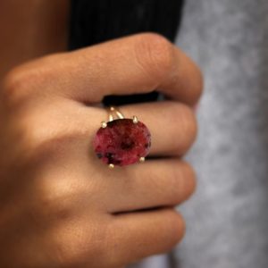 Shop Rhodonite Jewelry! Gold Statement Ring · Rhodonite Ring · Oval Ring · Gemstone Ring · Double Band Ring · 14k Gold Ring · Gold Stone Ring | Natural genuine Rhodonite jewelry. Buy crystal jewelry, handmade handcrafted artisan jewelry for women.  Unique handmade gift ideas. #jewelry #beadedjewelry #beadedjewelry #gift #shopping #handmadejewelry #fashion #style #product #jewelry #affiliate #ad