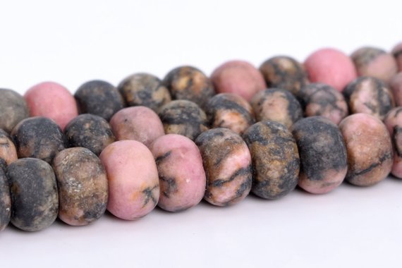 Matte Rhodonite Beads Grade Aaa Genuine Natural Gemstone Rondelle Loose Beads 6mm 8mm Bulk Lot Options