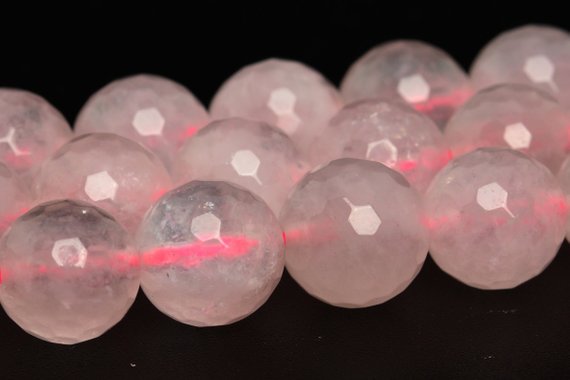 Rose Quartz Beads Grade A Gemstone Micro Faceted Round Loose Beads 6mm 8mm 10mm Bulk Lot Options