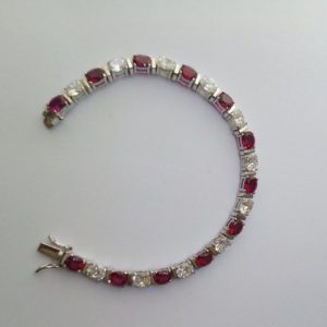 Shop Ruby Bracelets! red clear CZ bracelet sterling silver cubic zirconia jewelry gift bar link bracelet 7 inches | Natural genuine Ruby bracelets. Buy crystal jewelry, handmade handcrafted artisan jewelry for women.  Unique handmade gift ideas. #jewelry #beadedbracelets #beadedjewelry #gift #shopping #handmadejewelry #fashion #style #product #bracelets #affiliate #ad