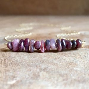 Raw Ruby Necklace – July Birthstone Necklace  – Natural Ruby Jewelry – Raw Stone Necklace | Natural genuine Array jewelry. Buy crystal jewelry, handmade handcrafted artisan jewelry for women.  Unique handmade gift ideas. #jewelry #beadedjewelry #beadedjewelry #gift #shopping #handmadejewelry #fashion #style #product #jewelry #affiliate #ad