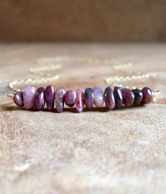 Raw Ruby Necklace, Genuine Ruby Necklace, Ruby Choker Necklace, July Birthstone Necklace For Women