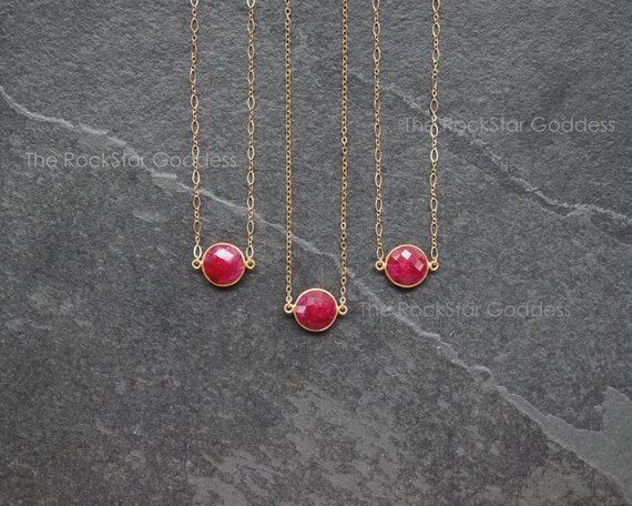 Ruby Necklace, Gold Ruby Necklace, Ruby Gemstone, July Birthstone, Ruby Jewelry, Ruby Pendant, Custom Length Chain, Gemstone Necklace