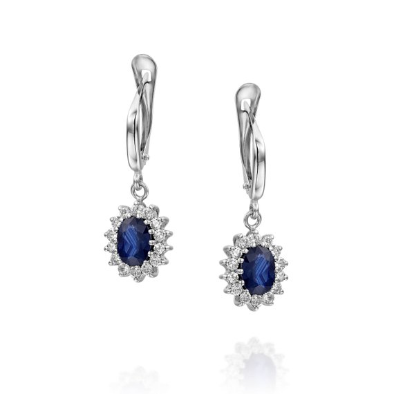 Cluster Earrings-blue Sapphire Earrings-diamond Earrings With Sapphire-sapphire Drop Earrings-women's Jewelry-vintage Earrings-gift For Her