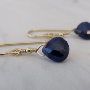 Shop Sapphire Earrings! Genuine Blue Sapphire Earrings, September Birthstone Jewelry, Simple Drop Earrings in Gold and Sterling Silver | Natural genuine Sapphire earrings. Buy crystal jewelry, handmade handcrafted artisan jewelry for women.  Unique handmade gift ideas. #jewelry #beadedearrings #beadedjewelry #gift #shopping #handmadejewelry #fashion #style #product #earrings #affiliate #ad