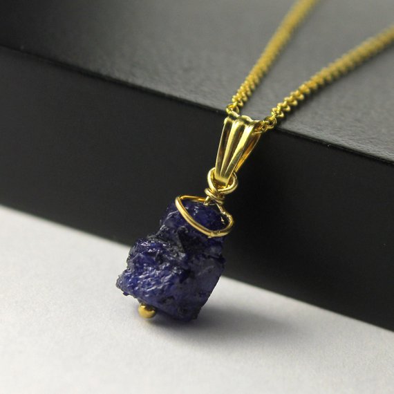 Sapphire Necklace -mother's Day Gift - 14k Gold Filled Necklace - Irregular Shape Rough Sapphire - Blue Sapphire Gemstone, Birthstone Gift