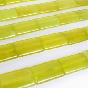 Shop Serpentine Bead Shapes! 16mm Serpentine Beads, "New Jade", Olive "Jade", Rectangle Pillow Beads, Yellow Gemstone Beads, Natural Serpentine Beads, New205 | Natural genuine other-shape Serpentine beads for beading and jewelry making.  #jewelry #beads #beadedjewelry #diyjewelry #jewelrymaking #beadstore #beading #affiliate #ad