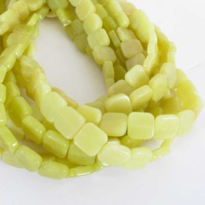 Shop Serpentine Bead Shapes! Square Serpentine Beads, "New Jade", 10mm Serpentine Square Beads, Full Strand Yellow Gemstone Beads, Natural Serpentine Beads, New200 | Natural genuine other-shape Serpentine beads for beading and jewelry making.  #jewelry #beads #beadedjewelry #diyjewelry #jewelrymaking #beadstore #beading #affiliate #ad