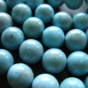 Shop Larimar Round Beads! Shop Sale.. LARIMAR Round Beads, 1/4 to Full Strand, 8-8.5 mm, LUXE A-AA, Aqua Blue Smooth, Dominican Republic, roundgems.8 true | Natural genuine round Larimar beads for beading and jewelry making.  #jewelry #beads #beadedjewelry #diyjewelry #jewelrymaking #beadstore #beading #affiliate #ad