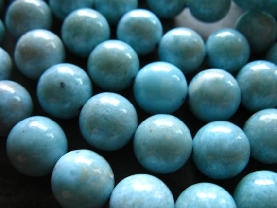 Shop Sale.. Larimar Round Beads, 1/4 To Full Strand, 8-8.5 Mm, Luxe A-aa, Aqua Blue Smooth, Dominican Republic, Roundgems.8 True