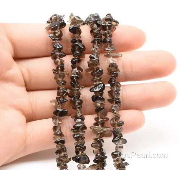 Smoky Quartz Beads, 3-5mm Chip, Loose Quartz Beads Strand, A Grade Brown Stone Beads, Natural Gemstone Beads Strand, 35 Inches, Sqz4007