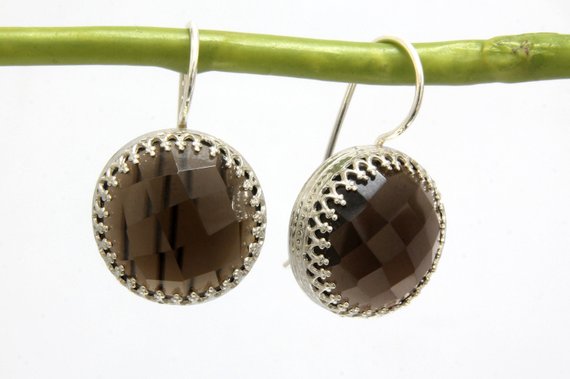 Smoky Quartz Earrings · Silver Earrings · Gemstone Earrings · Semiprecious Earrings · Brown Earrings · Stud Earrings