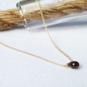 Shop Smoky Quartz Jewelry! Smoky Quartz Necklace – Gold Smokey Quartz Necklace – Dainty Necklace – Tiny Gemstone – 14k Gold Filled – Brown Stone | Natural genuine Smoky Quartz jewelry. Buy crystal jewelry, handmade handcrafted artisan jewelry for women.  Unique handmade gift ideas. #jewelry #beadedjewelry #beadedjewelry #gift #shopping #handmadejewelry #fashion #style #product #jewelry #affiliate #ad