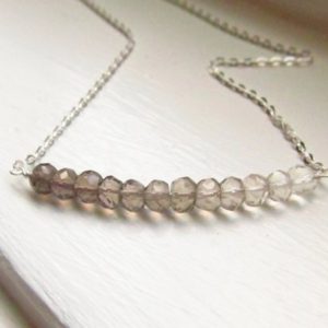 Smoky quartz necklace ombre bar brown silver gold chain rondelles gradient multi | Natural genuine Gemstone necklaces. Buy crystal jewelry, handmade handcrafted artisan jewelry for women.  Unique handmade gift ideas. #jewelry #beadednecklaces #beadedjewelry #gift #shopping #handmadejewelry #fashion #style #product #necklaces #affiliate #ad