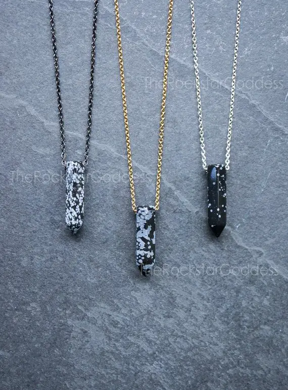 Snowflake Obsidian Necklace, Men's Obsidian Necklace, Gift For Him, Black Obsidian Necklace, Mens Jewelry, Mens Necklace, Gift For Him