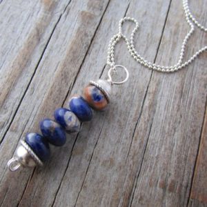 Shop Sodalite Pendants! Blue and Orange Sodalite Pendant, orange sodalite, gemstone stack necklace | Natural genuine Sodalite pendants. Buy crystal jewelry, handmade handcrafted artisan jewelry for women.  Unique handmade gift ideas. #jewelry #beadedpendants #beadedjewelry #gift #shopping #handmadejewelry #fashion #style #product #pendants #affiliate #ad