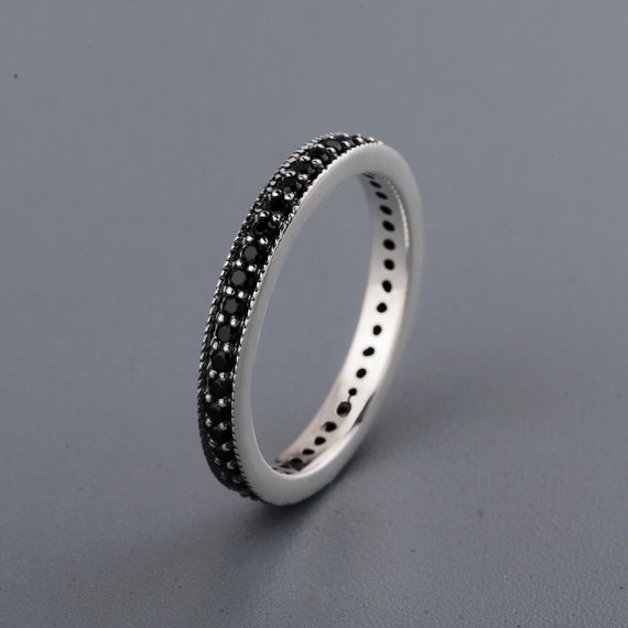 Beautiful 925 Sterling Silver Oxidized Black Spinel Statement Ring, Friendship Ring,engagement Ring Party Ring