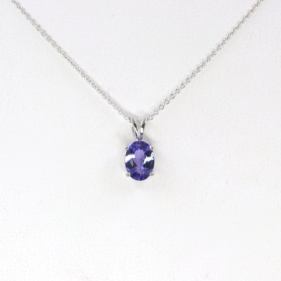 14k 1.2ct Tanzanite Solitaire Necklace / Oval Tanzanite Necklace / Solitaire Necklace / Tanzanite Pendant / Everyday Necklace / White Gold