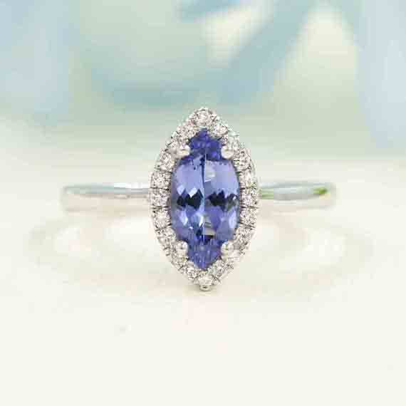 14k 1ct Tanzanite Diamond Wedding Ring / Tanzanite Engagement Ring / Diamond Wedding Ring / White Gold / Anniversary Ring / Bridal Ring