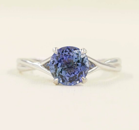 14k 1.3ct Tanzanite Bridal Ring / Twisted Wedding Ring / Tanzanite Engagement Ring / Anniversary Ring / Solitaire Ring / White Gold