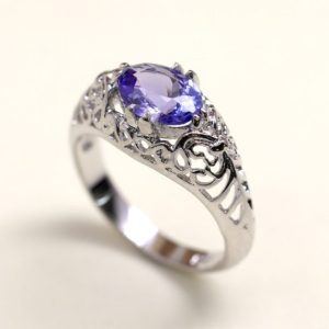 Tanzanite Engagement Ring.Vintage Style Tanzanite Ring.14k Rose Gold Wedding Ring.14k White Gold Ring.Vintage Engagement Ring.Unique Ring. | Natural genuine Array rings, simple unique alternative gemstone engagement rings. #rings #jewelry #bridal #wedding #jewelryaccessories #engagementrings #weddingideas #affiliate #ad
