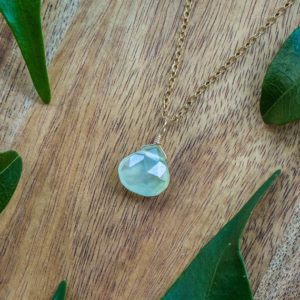 Shop Prehnite Jewelry! Tiny prehnite necklace – Small green prehnite faceted teardrop necklace – Natural light green gemstone necklace – Genuine prehnite necklace | Natural genuine Prehnite jewelry. Buy crystal jewelry, handmade handcrafted artisan jewelry for women.  Unique handmade gift ideas. #jewelry #beadedjewelry #beadedjewelry #gift #shopping #handmadejewelry #fashion #style #product #jewelry #affiliate #ad