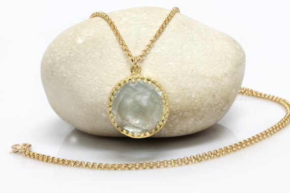 Blue Topaz Necklace · Pendant Necklace · Gold Necklace · Birthstone Necklace · Gemstone Necklace · Chain Necklace · 18k Gold Vermeil Pendant