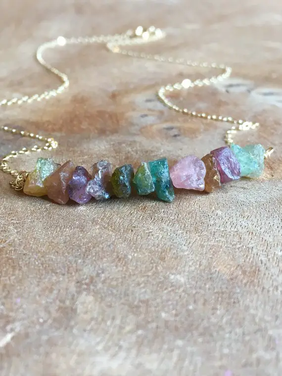 Watermelon Tourmaline Necklace - October Birthstone Necklace - Crystal Necklace - Raw Stone Necklace - Necklaces For Women, Gift For Women