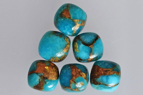 Blue Copper Mohave Turquoise Cabochon Gemstone 3x3mm To 25x25 Mm Cushion Shape Flat Back Side Smooth Gemstone For Earring And Jewelry Making