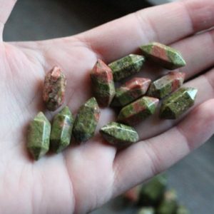 Unakite Small Double Terminated Carved Point M8 | Natural genuine stones & crystals in various shapes & sizes. Buy raw cut, tumbled, or polished gemstones for making jewelry or crystal healing energy vibration raising reiki stones. #crystals #gemstones #crystalhealing #crystalsandgemstones #energyhealing #affiliate #ad