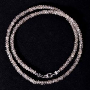 Shop Zircon Necklaces! Champagne Color Zircon Faceted Rondelle Beaded Necklace Semi Precious Gemstone Wedding Gift | Natural genuine Zircon necklaces. Buy handcrafted artisan wedding jewelry.  Unique handmade bridal jewelry gift ideas. #jewelry #beadednecklaces #gift #crystaljewelry #shopping #handmadejewelry #wedding #bridal #necklaces #affiliate #ad