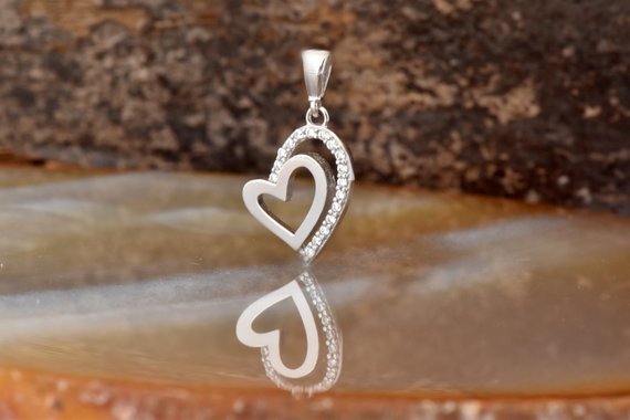Heart Necklace-heart Charm-zircon Pendant-fashion Necklace-gold Pendant -women Jewelry-anniversary Gift-wedding Necklace-birthday Present