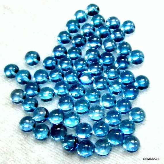 10 Pieces 4mm Swiss Blue Topaz Cabochon Round Loose Gemstone- 4mm Swiss Blue Topaz Round Cabochon Gemstone- 100% Natural Blue Topaz Cabochon