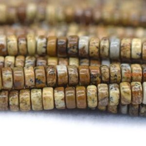 15.5" 2x4mm Natural picture jasper/stone Heishi beads, genuine yellow DIY gemstone jewelry beads BGXO | Natural genuine rondelle Picture Jasper beads for beading and jewelry making.  #jewelry #beads #beadedjewelry #diyjewelry #jewelrymaking #beadstore #beading #affiliate #ad