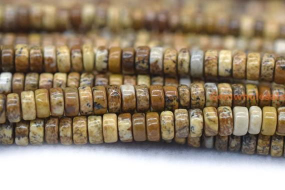 15.5" 2x4mm Natural Picture Jasper/stone Heishi Beads, Genuine Yellow Diy Gemstone Jewelry Beads Bgxo